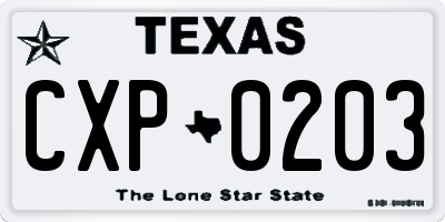 TX license plate CXP0203