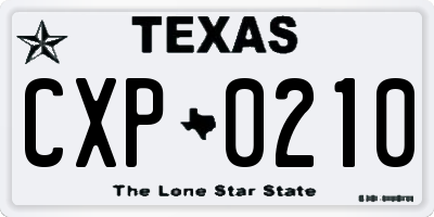 TX license plate CXP0210
