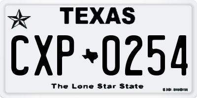 TX license plate CXP0254