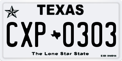 TX license plate CXP0303