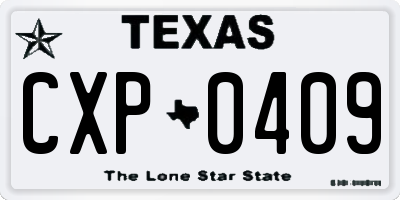 TX license plate CXP0409