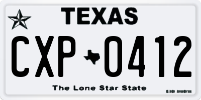 TX license plate CXP0412