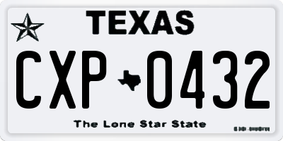 TX license plate CXP0432
