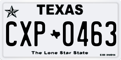 TX license plate CXP0463