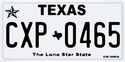 TX license plate CXP0465
