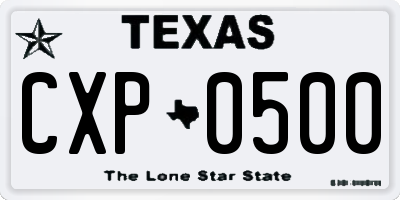 TX license plate CXP0500
