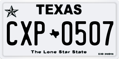 TX license plate CXP0507