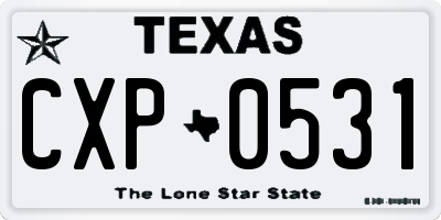 TX license plate CXP0531