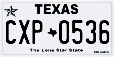 TX license plate CXP0536