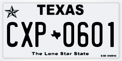 TX license plate CXP0601