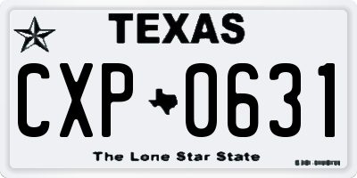 TX license plate CXP0631