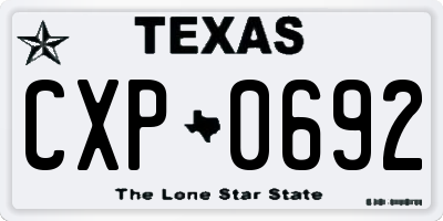 TX license plate CXP0692
