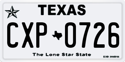 TX license plate CXP0726