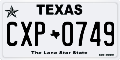 TX license plate CXP0749