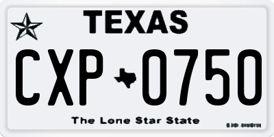 TX license plate CXP0750