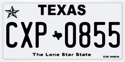 TX license plate CXP0855