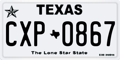 TX license plate CXP0867