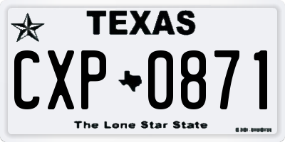 TX license plate CXP0871