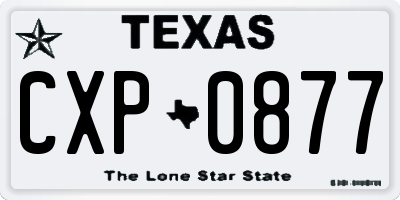 TX license plate CXP0877