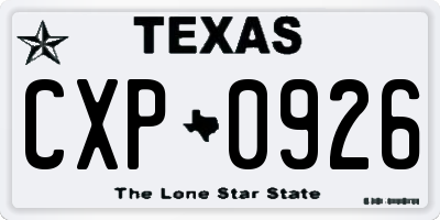 TX license plate CXP0926