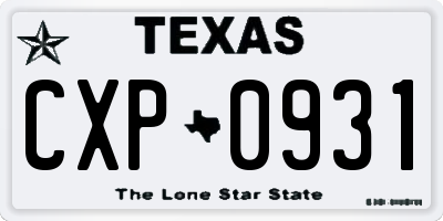 TX license plate CXP0931