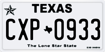 TX license plate CXP0933