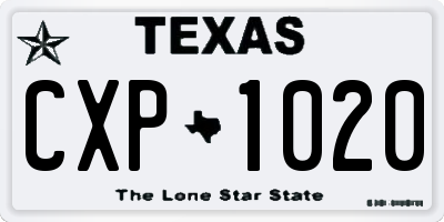 TX license plate CXP1020