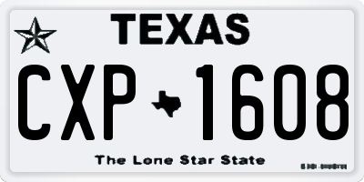 TX license plate CXP1608