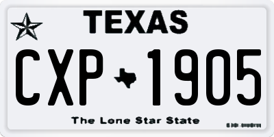 TX license plate CXP1905