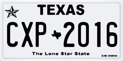 TX license plate CXP2016