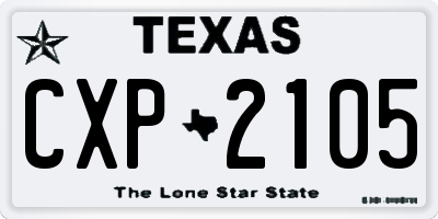 TX license plate CXP2105