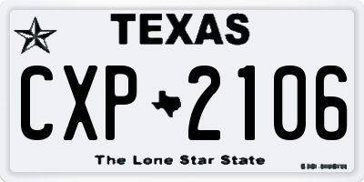 TX license plate CXP2106