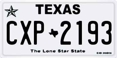 TX license plate CXP2193