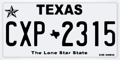 TX license plate CXP2315