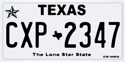 TX license plate CXP2347