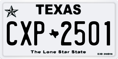TX license plate CXP2501