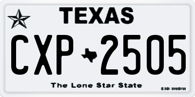 TX license plate CXP2505