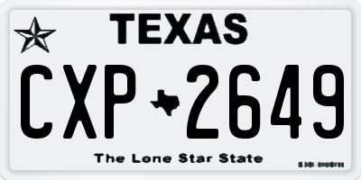 TX license plate CXP2649