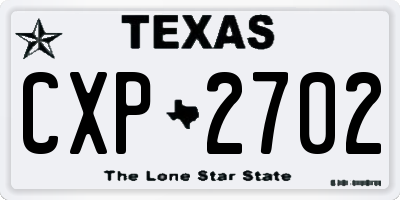 TX license plate CXP2702