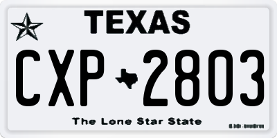 TX license plate CXP2803