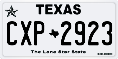 TX license plate CXP2923