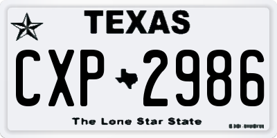 TX license plate CXP2986
