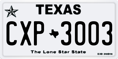 TX license plate CXP3003