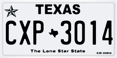 TX license plate CXP3014