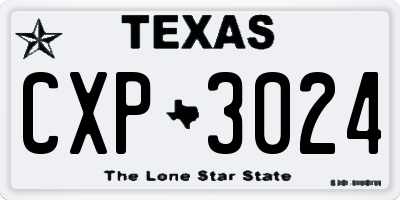 TX license plate CXP3024