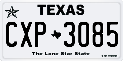 TX license plate CXP3085