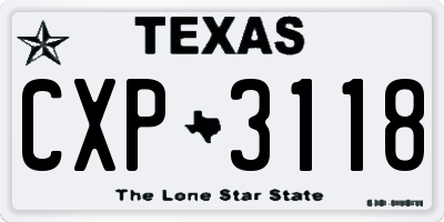 TX license plate CXP3118