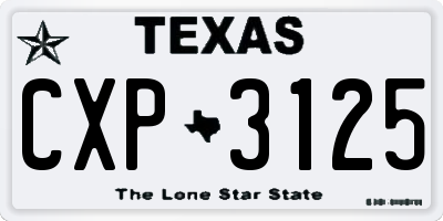 TX license plate CXP3125