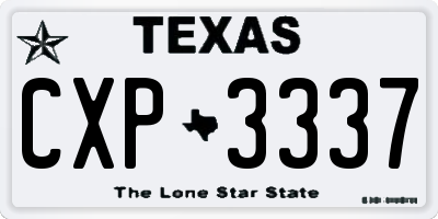 TX license plate CXP3337