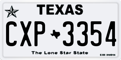 TX license plate CXP3354